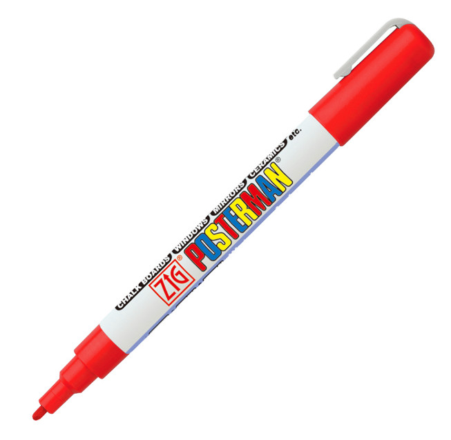 Red Posterman Waterproof Pen - 1mm Fine Tip