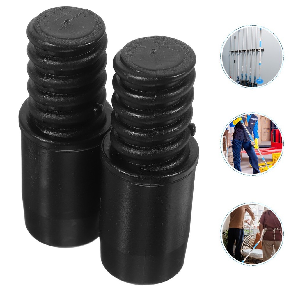 2 Pcs Threaded End Replacement Broom Handle Tips Plastic For Sweeping Poles