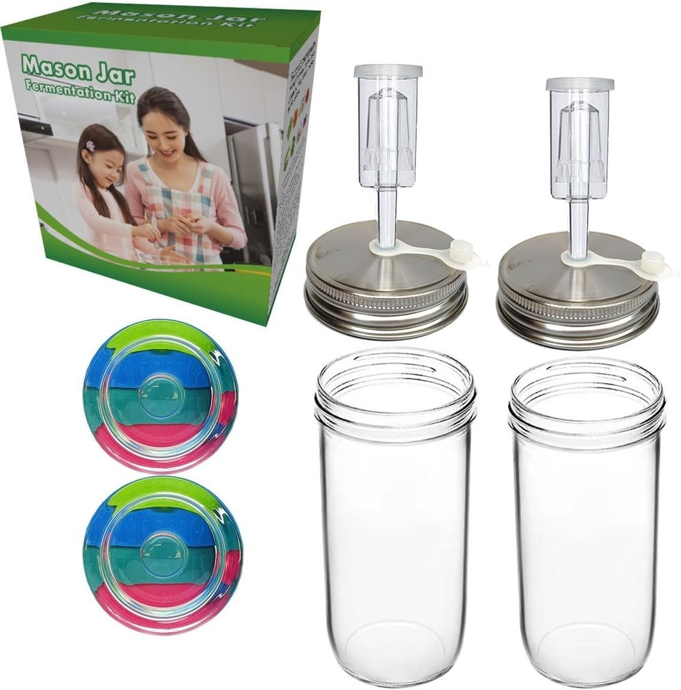 2 set Complete Fermentation Kit，2 Fermenting Mason Jars ，2 0.73 Liter
