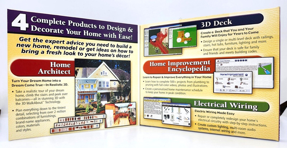 CUSTOM 3D HOME / 4 COMPLETE PRODUCTS PC CD-ROM SOFTWARE (2004) VALUSOFT