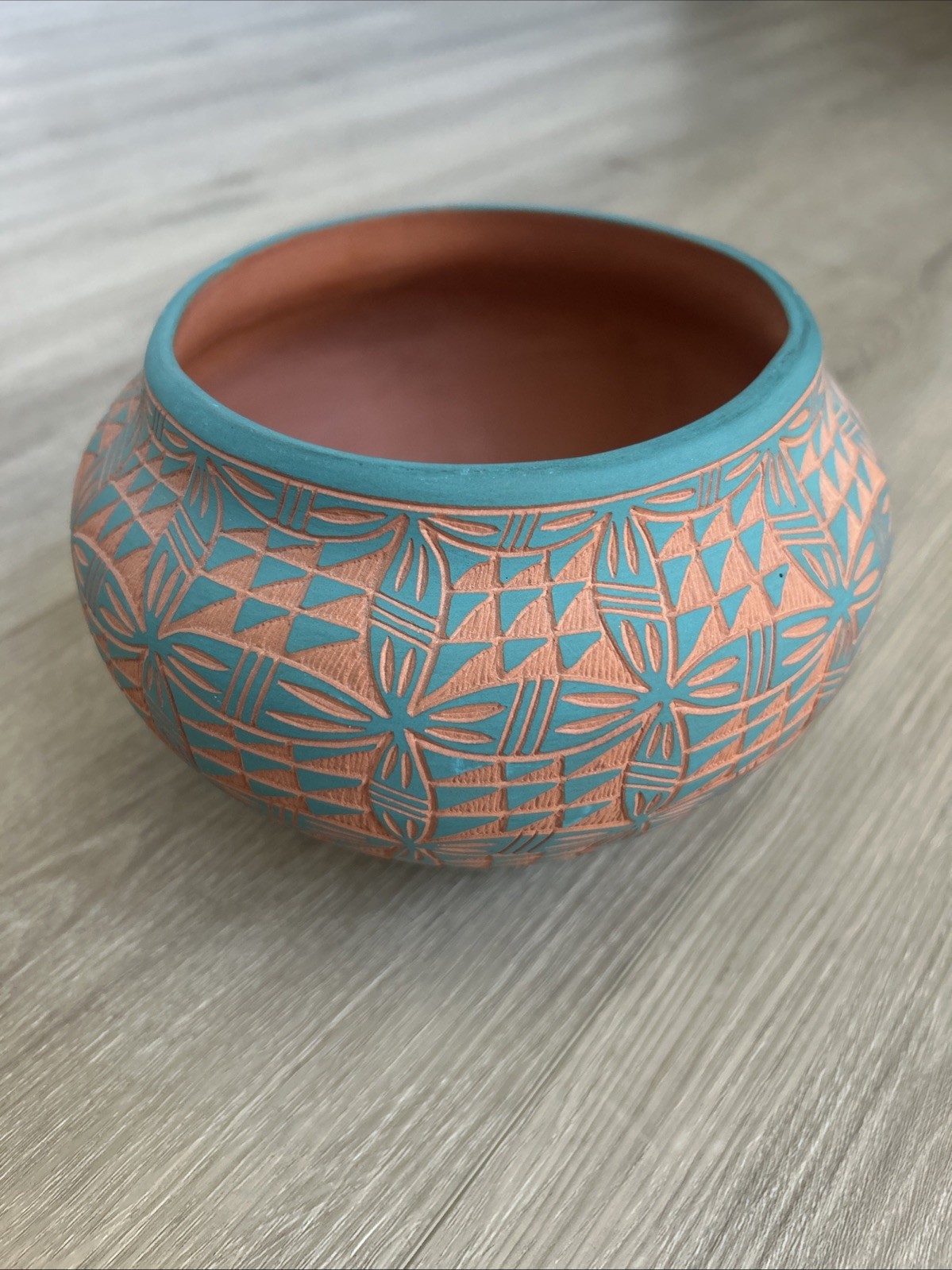 Acoma Etched Pottery Bowl Pot, New Mexico