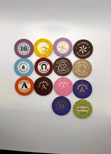 Lot of 14 Misc. Roulette Chips-Clean-Payboy Chips