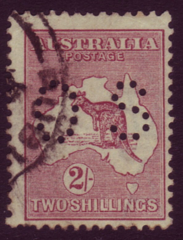 AUSTRALIA • 1924 • 2/- maroon Kangaroo, 3rd Wmk, Perf OS