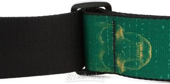 Levy's MPD2 Polyester Guitar Strap - Green & Mustard Skulls