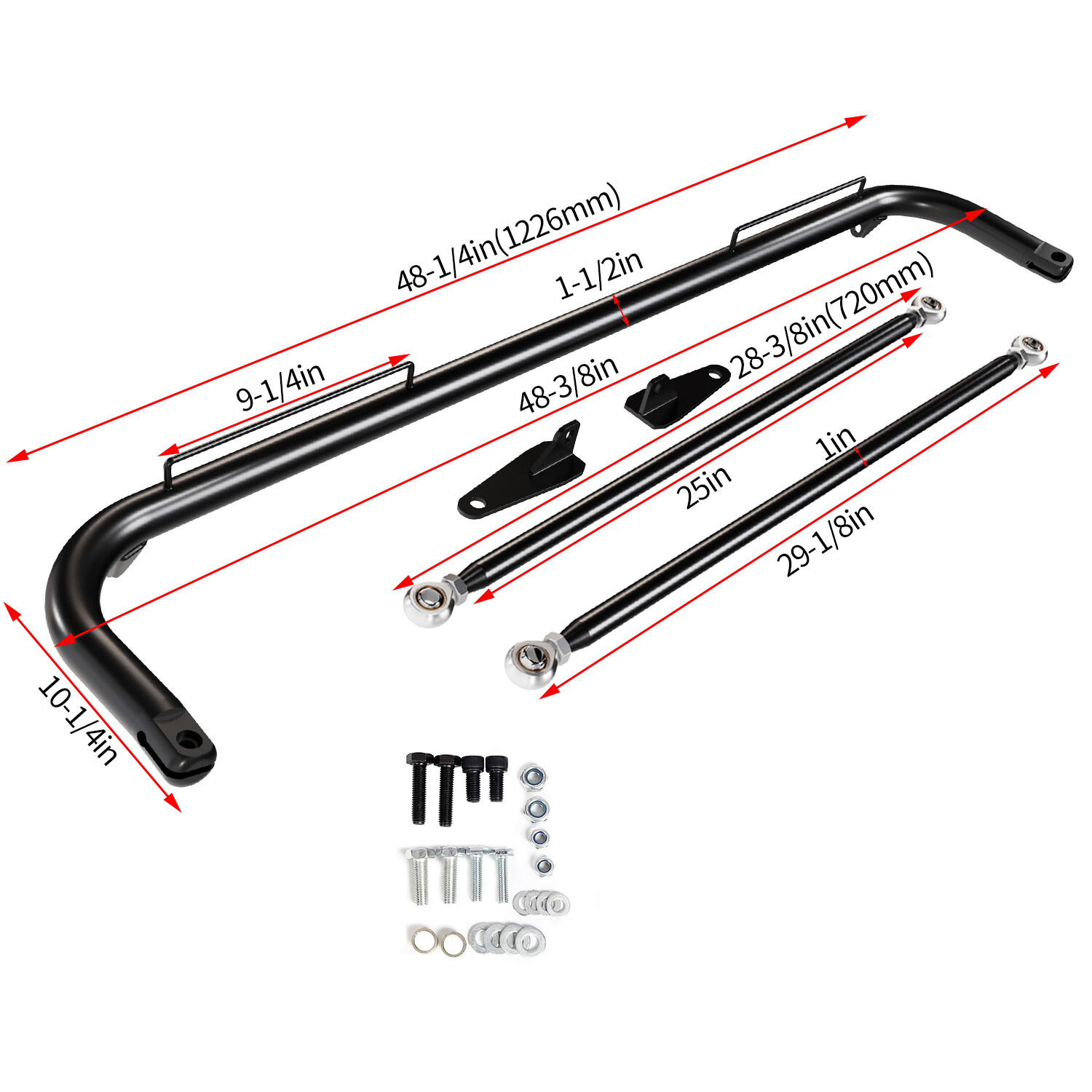 49" Black Universal Stainless Steel Racing Safety Seat Belt Roll Harness Bar Rod