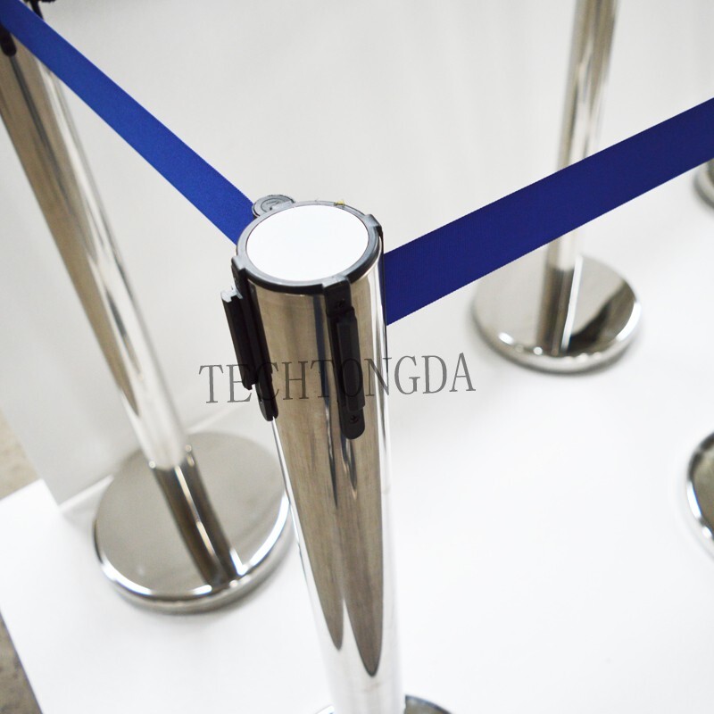 6PCS Stanchions Post Queue Crowd Control Barrier Retractable Belt