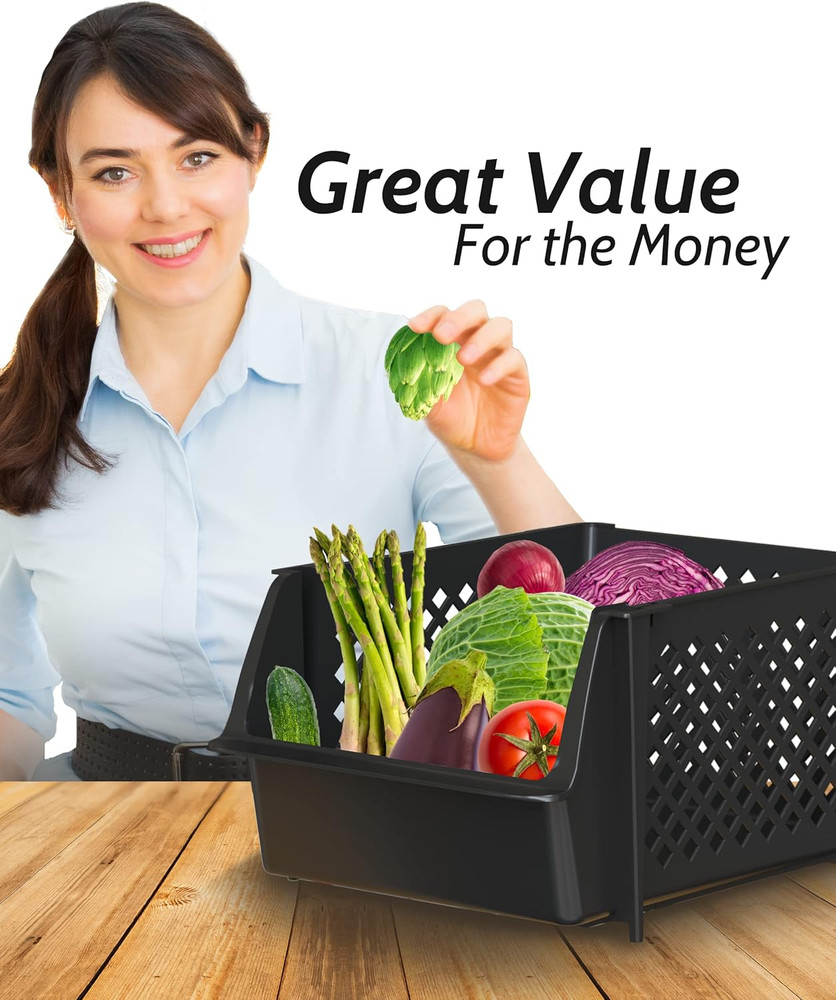 Tidyfriend Stackable Storage Bins for Pantry - 8 Pack Stackable Bins for Organiz