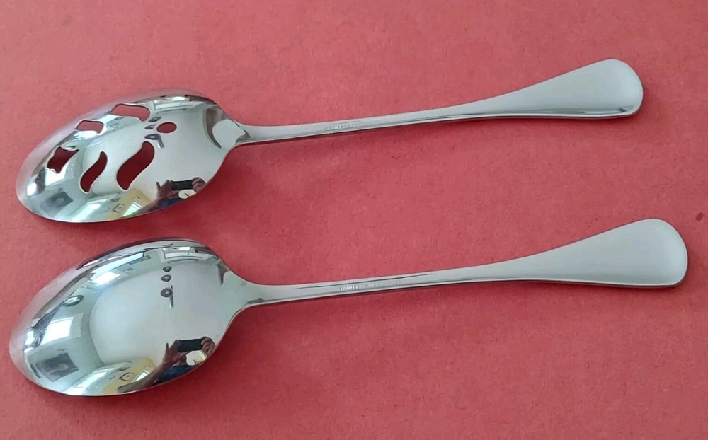 2 Stainless by Oneida CABANA Serving Spoons -Tablespoons Pierced & Solid