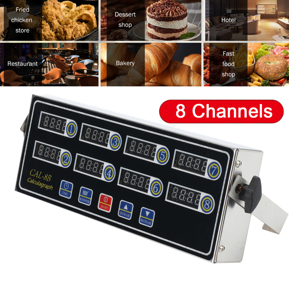 Digital Commercial Countdown CAL-8B 8 Channel Timer Kitchen Calculagraph Loud US