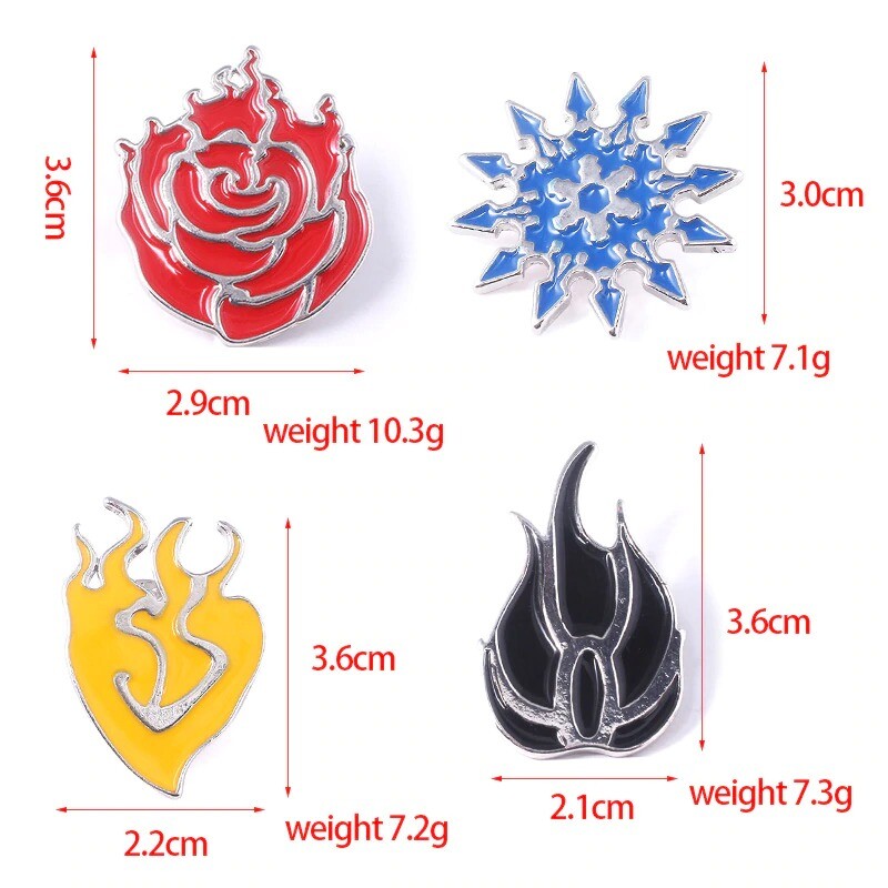 RWBY Metal Enamel Pins Ruby Rose Yang Blake Weiss Buttons Badge Bumblebee Brooch