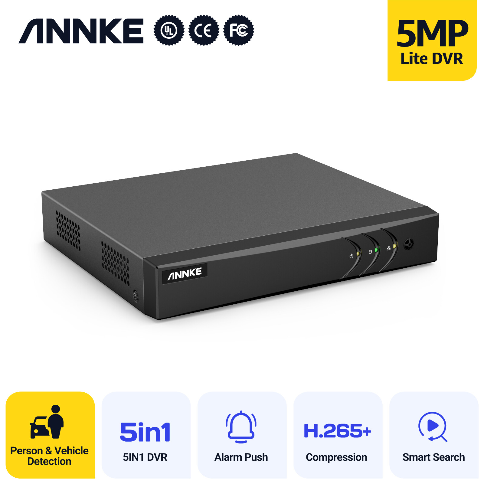ANNKE H.265+ 8CH DVR for Video Security Camera System 5MP Lite Recorder CCTV Kit
