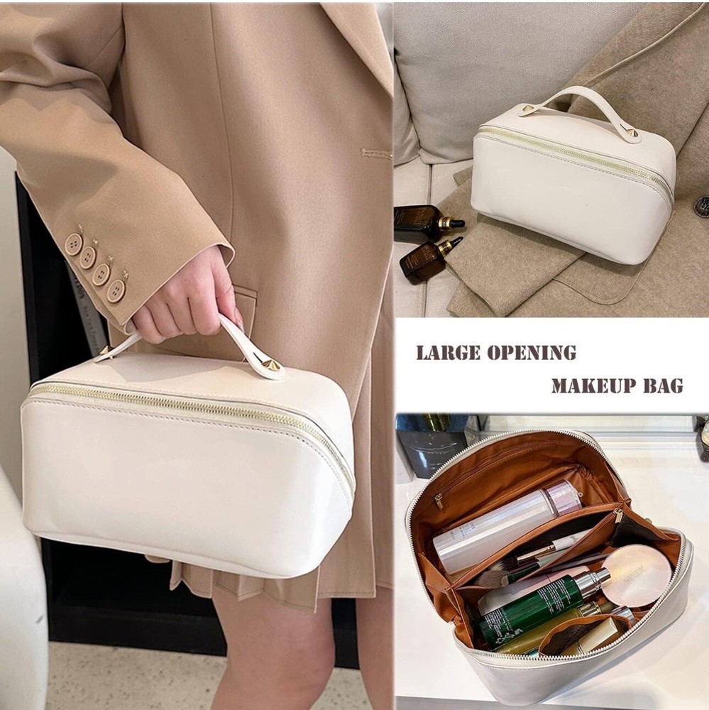 Portable Makeup Bag Opens Flat for Easy Access,Waterproof Large Cosmetic Bag