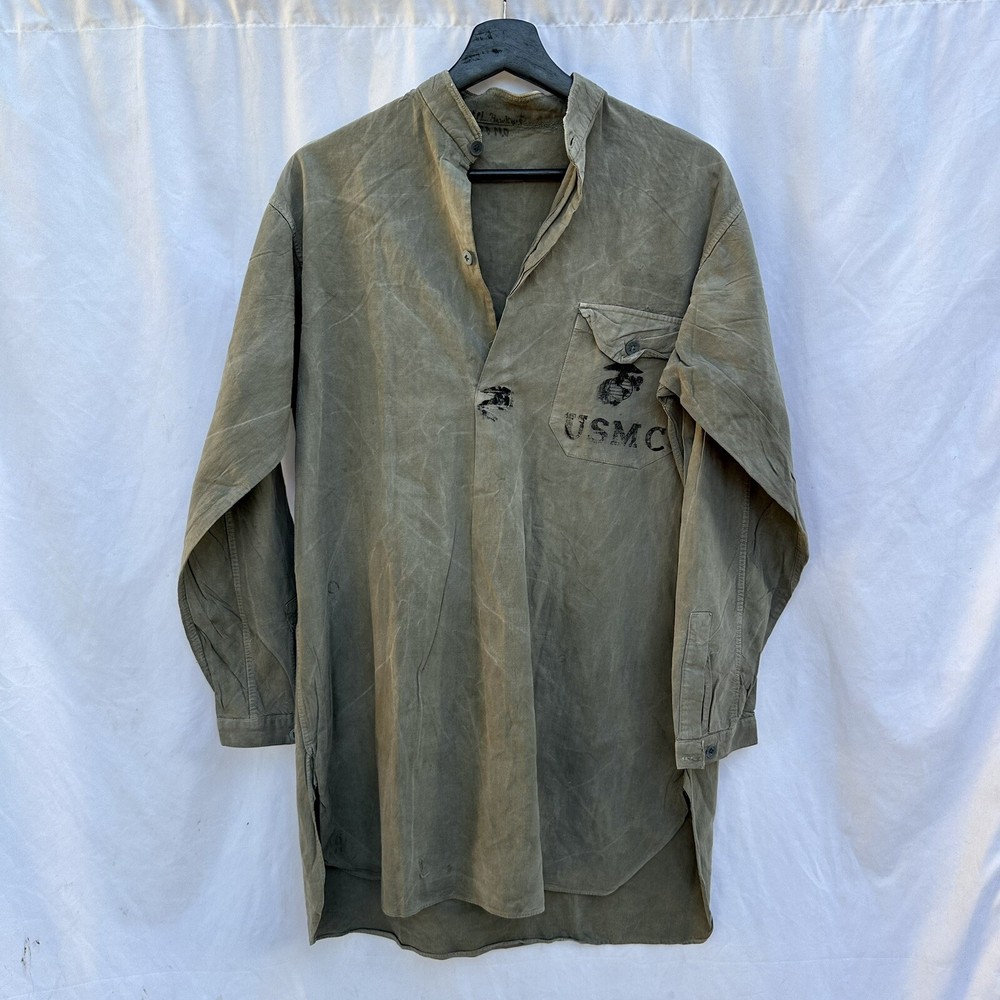WWII Linen Pullover USMC Stenciled Named Shirt