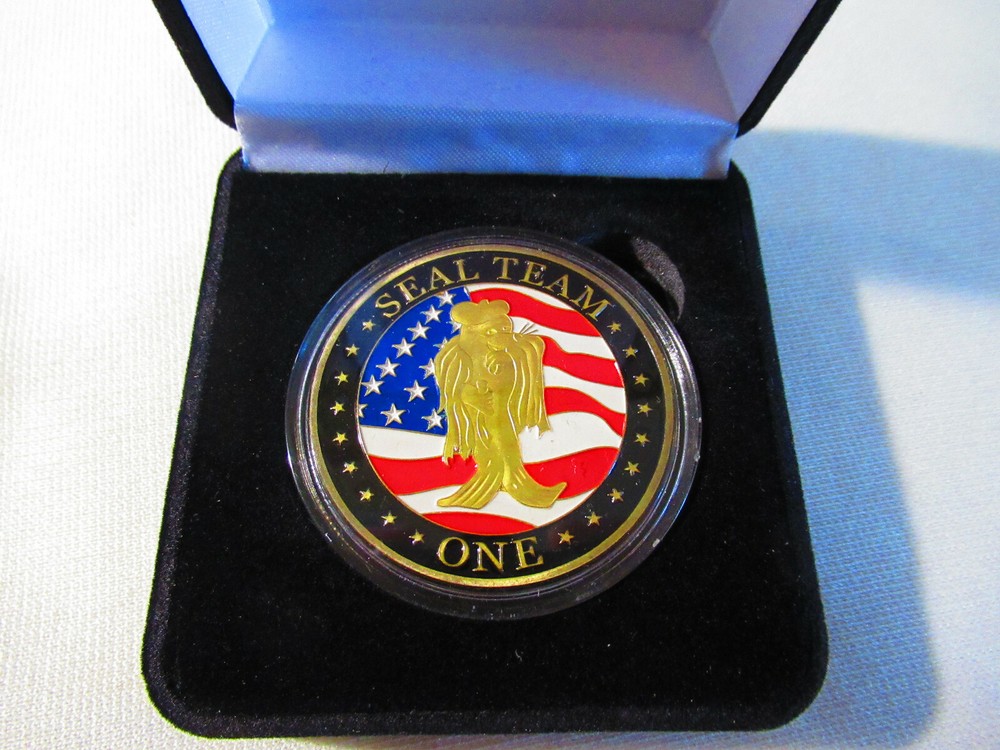 US NAVY SEAL TEAM ONE Challenge Coin w/ Presentation Box