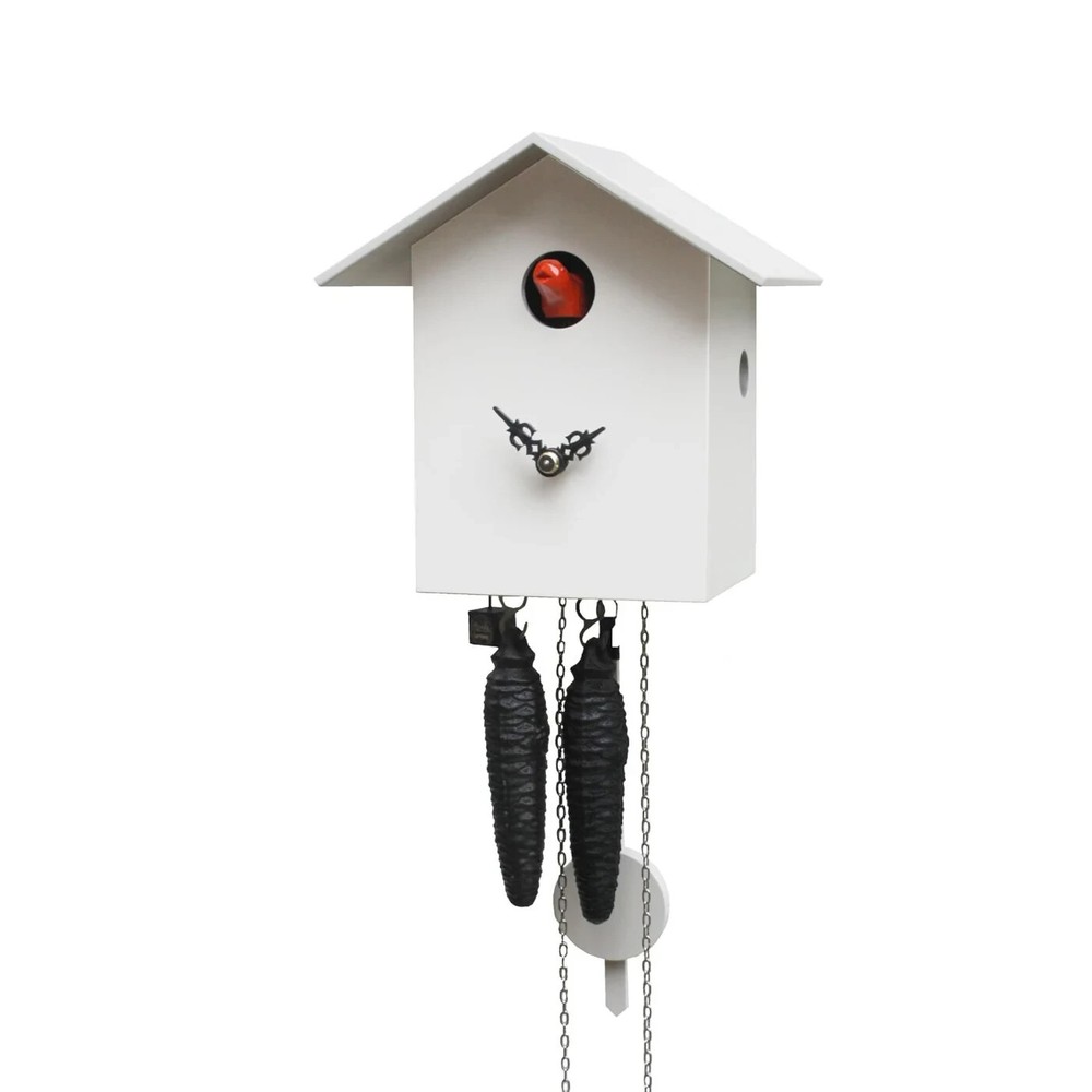 Black White Forest Cuckoo Clock with Bird, Handmade Rectangle Cuckoo Clock