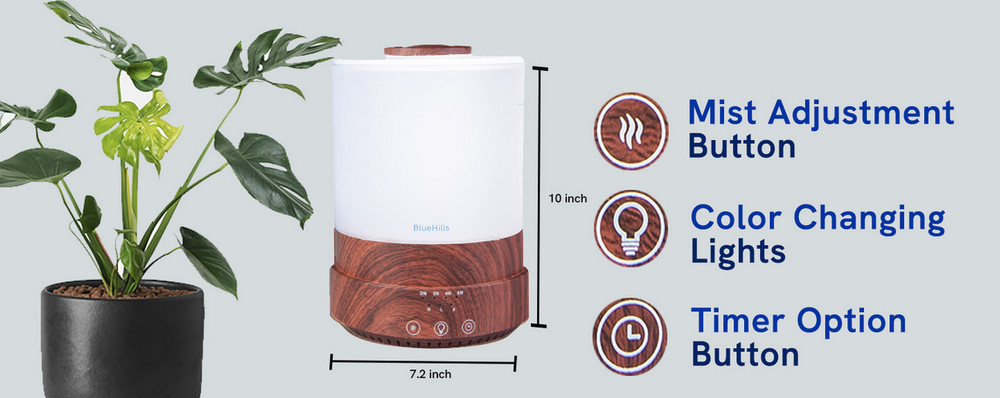 BlueHills Large Capacity 84 oz Water Diffuser - Essential Oils, Timer/Mist Setti