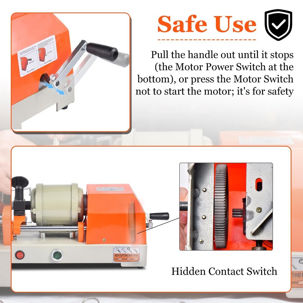 Professional Key Duplicator Key Cutting Machine w/LED Lamp for Locksmiths