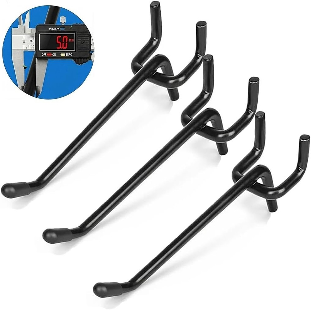 Versatile Extra Thick 6-Inch Black Pegboard Hooks - 30 lbs Capacity, 80 Pack