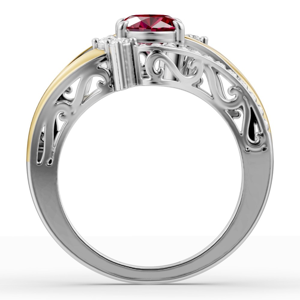 925 Silver 10K Gold Red Ruby July birthstone Ring in Sterling Silver