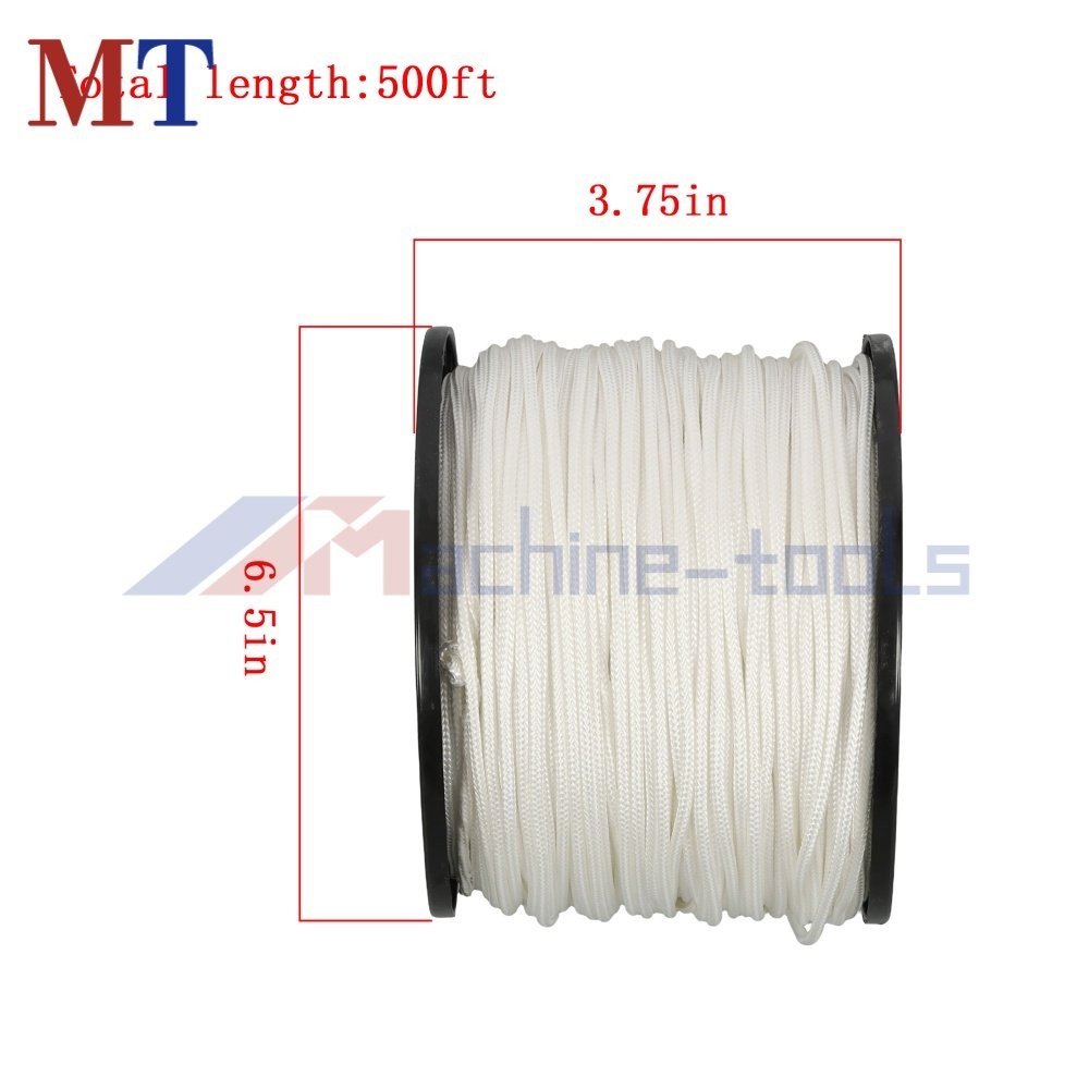 1/8" × 500' White Solid Braid Nylon Rope on a Sturdy Spool Braid Rope Industrial