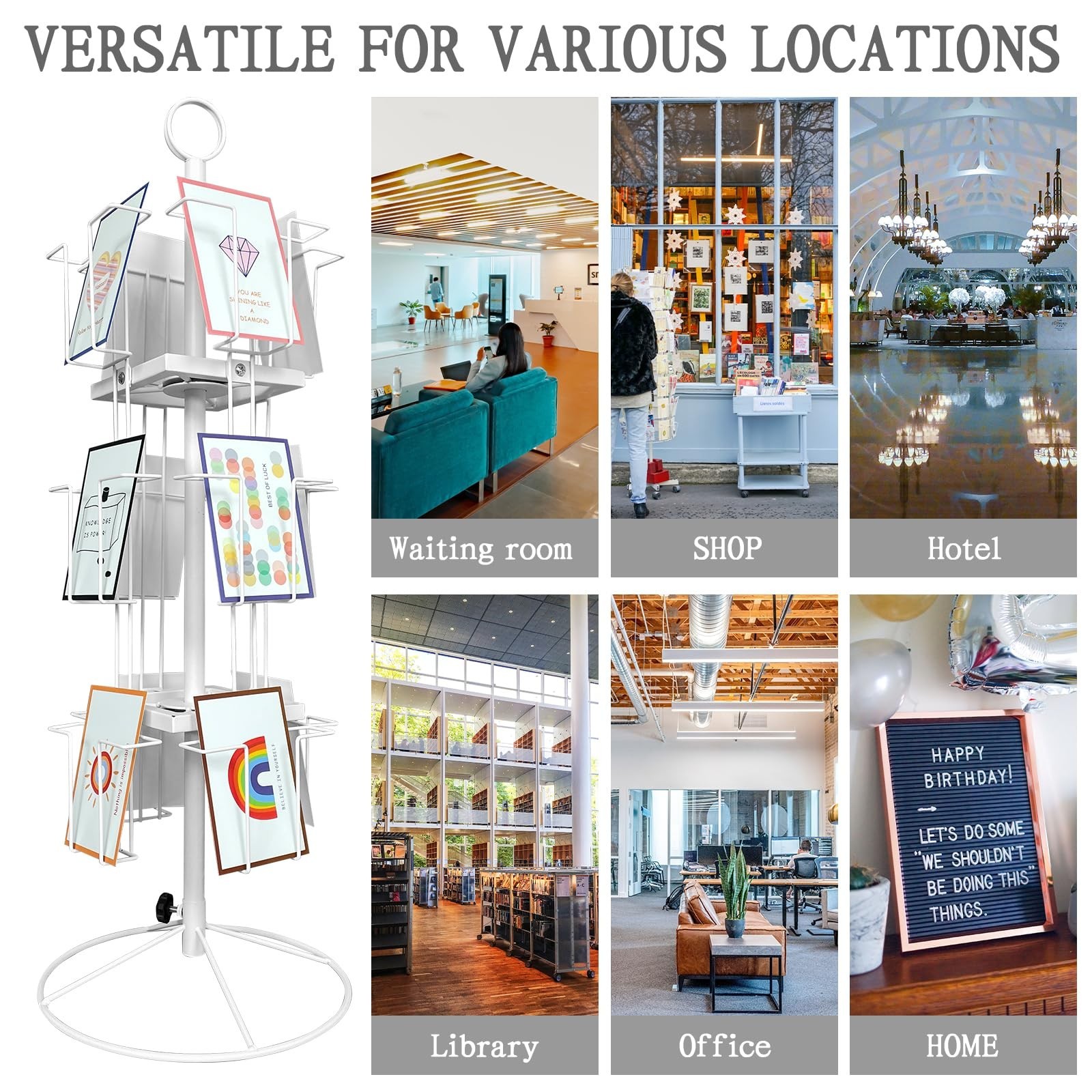 TONGMO Rotating Greeting Card Stand - 12-Pocket Rotating Countertop with Clea...