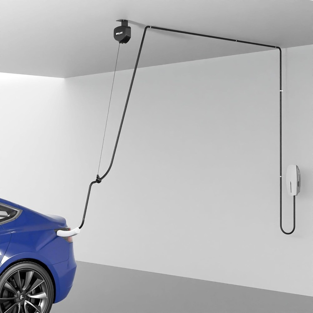 Ceiling Mounted & Wall Mounted EV Charger Cable Retractor - 11.5ft Automatic ...