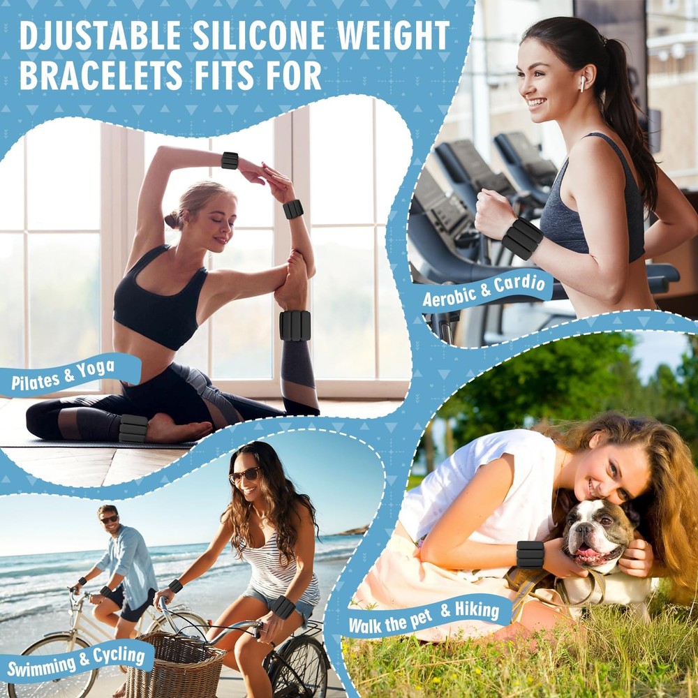 Wrist Weights, 2Pack Adjustable Wearable Ankle medium-sized, Black