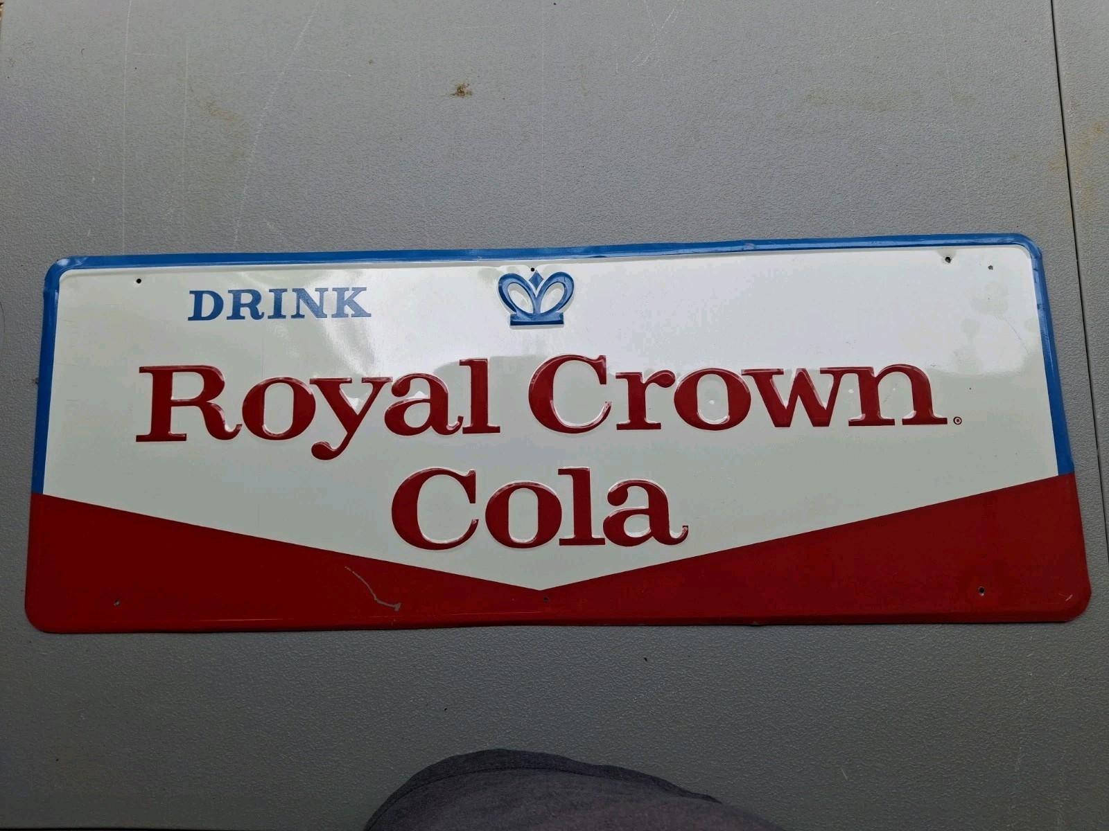 Vintage Original RC Royal Crown Cola Embossed Painted Steel Sign 32" x 12" USA