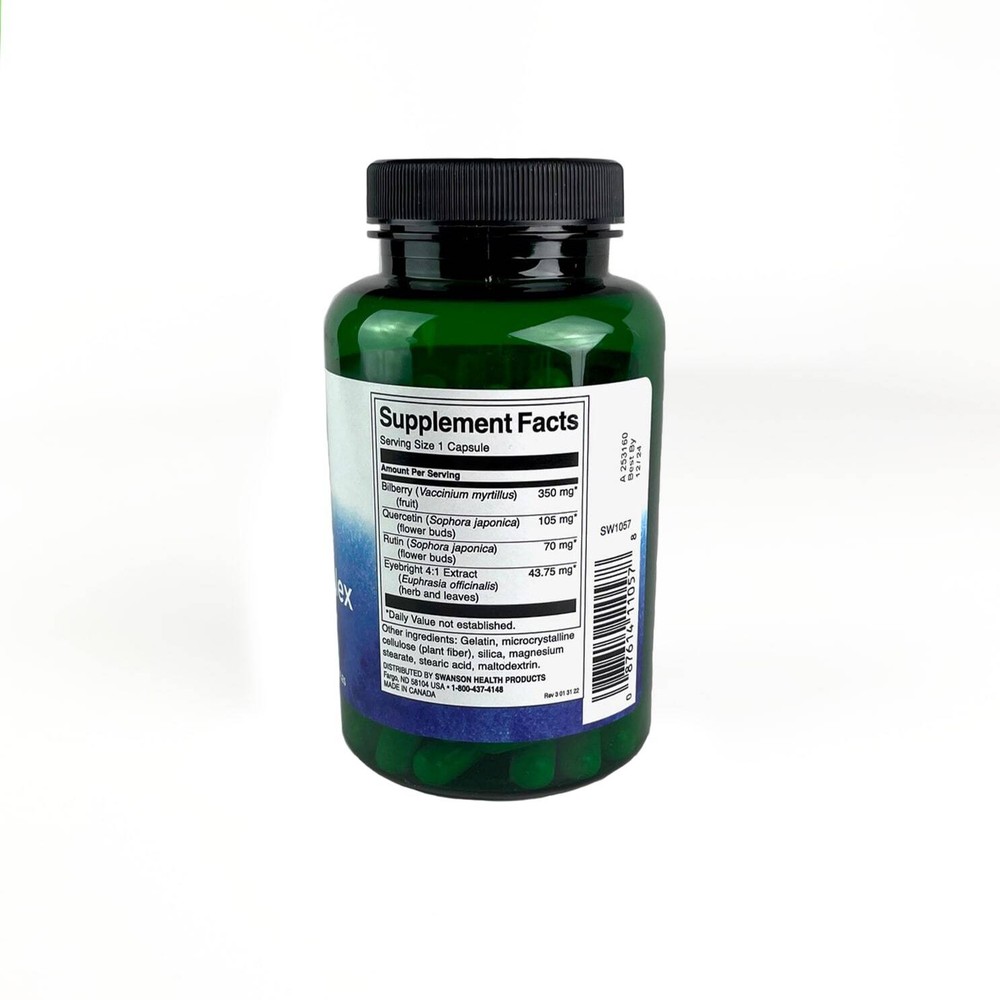 Swanson Bilberry Eyebright Vision Herbal Complex Capsules, 100 Count