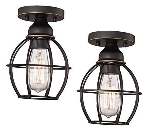 Semi Flush Mount Ceiling Light Fixture, E26 Medium Base MAX 60W, Metal Bronze