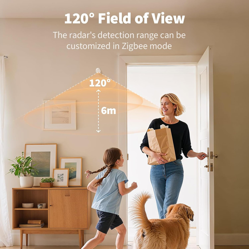 Presence Sensor FP300 Wireless 5-In-1 Motion Sensor with Mmwave, PIR, Light, Tem