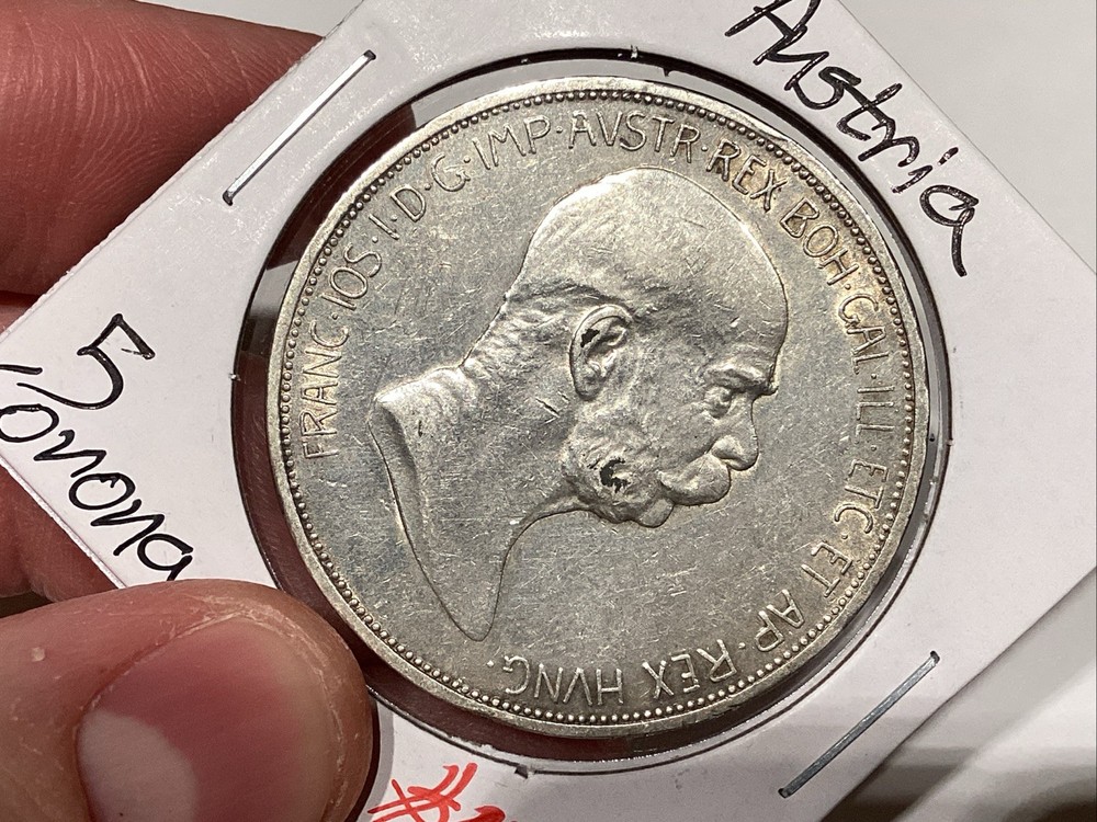 Austria 1908 5 Corona XF+ Nice