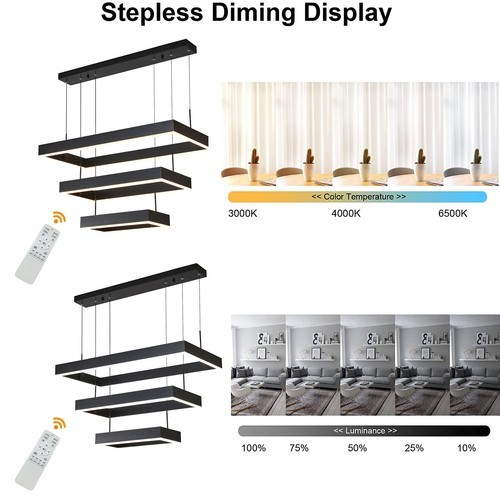 Modern LED Ceiling Light Hanging Pendant Lamp Dimmable Chandelier W/ Remote