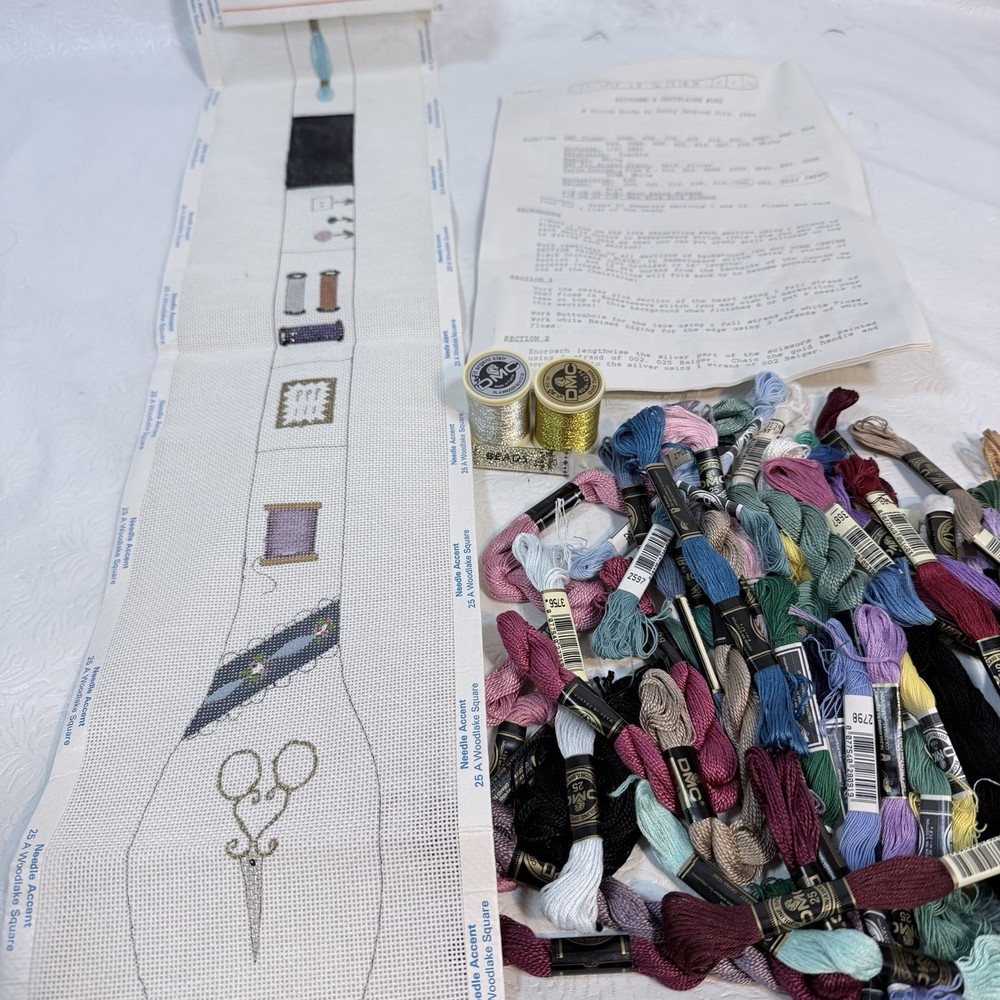 STARTED Sandy Jenkins Stitchers Chatelaine 162 Handpainted Needlepoint Canvas +