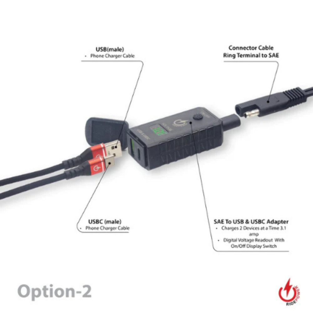 Dual USB Adaptor with SAE Connector & Voltage Indicator - Reliable Charging