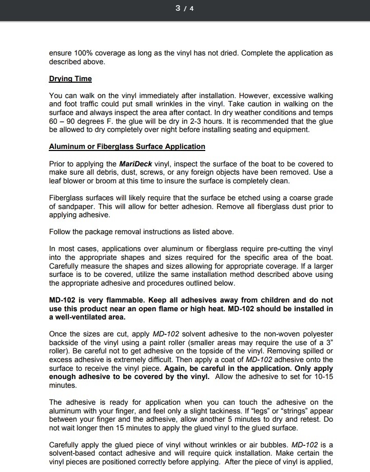 MariDeck Vinyl Flooring - Boat / Marine / Outdoor / Pontoon - 8.5' - 34 mil