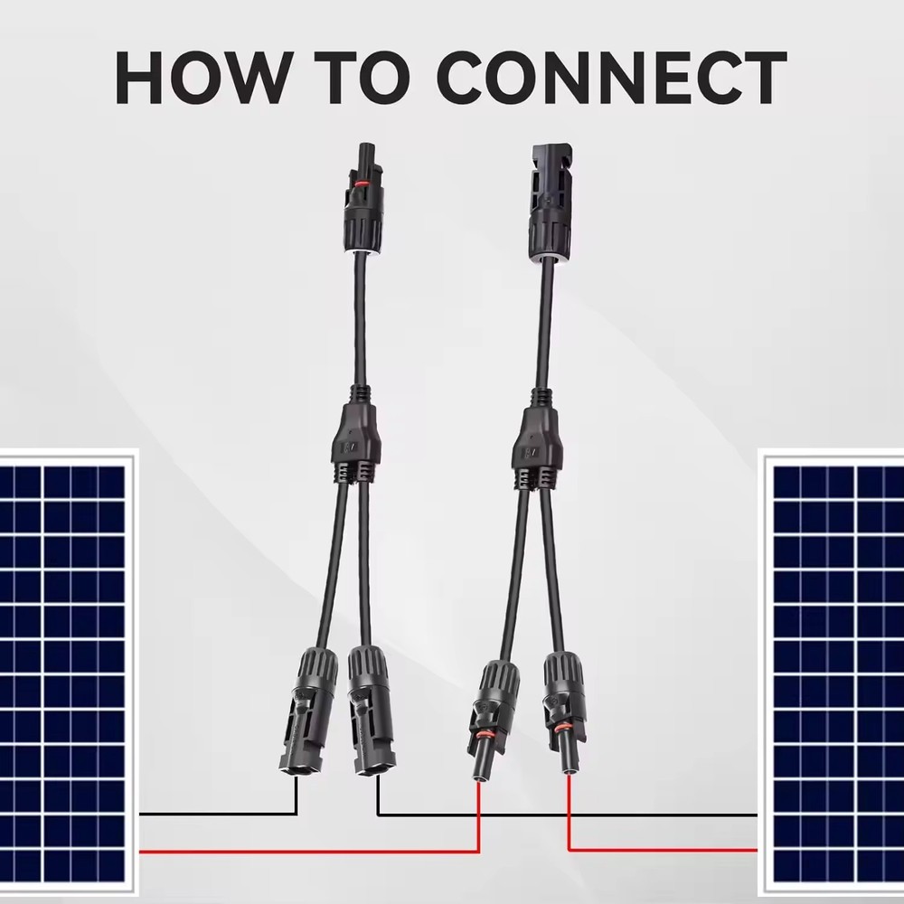 2-in-1 Solar Panel Y Branch Parallel Connector Cable for Array Wiring
