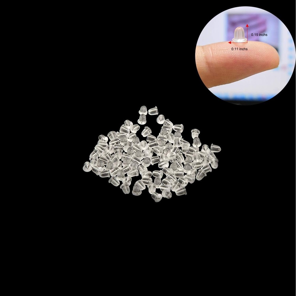 Earring Back Replacement Pack - 1200 Clear Silicone Backs for Fish Hook Earrings