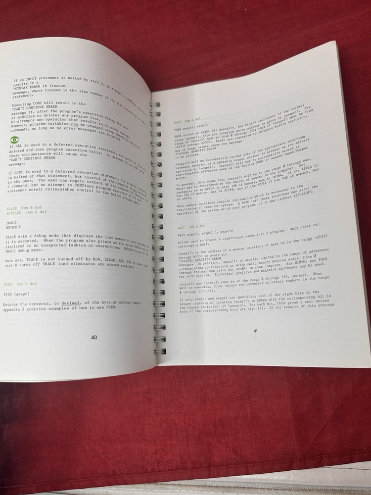 Applesoft II Basic Programming Reference Manual VTG 1978 w/ Foldout Spiral Book