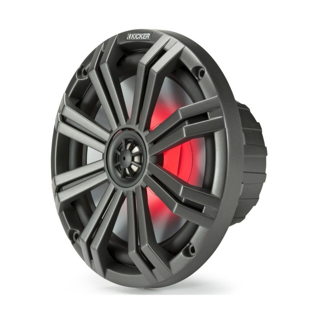 Kicker KM8, KM Marine 8" 2-Way Coaxial Speakers, 4 Ohm w/ LED Lighting (45KM84L)
