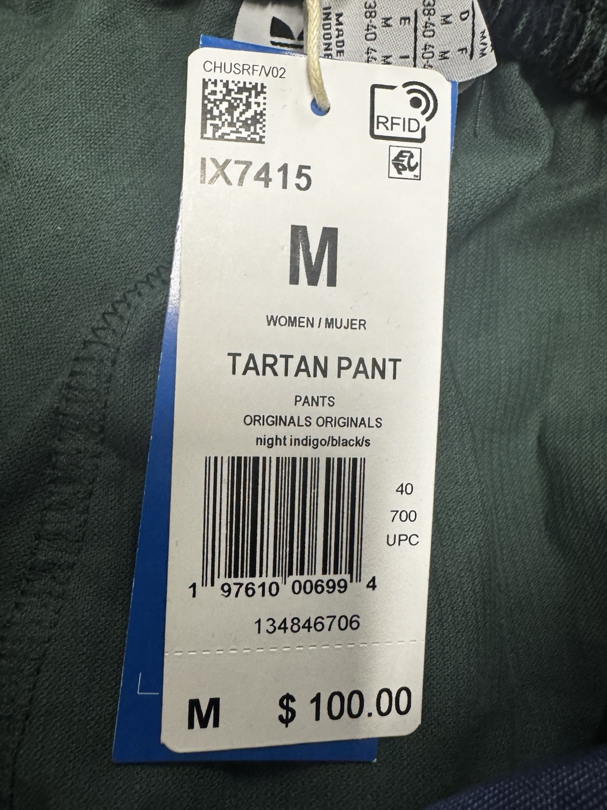 Adidas Originals Tartan Black Watch Plaid Corduroy Wide Leg Track Pant IX7415 M