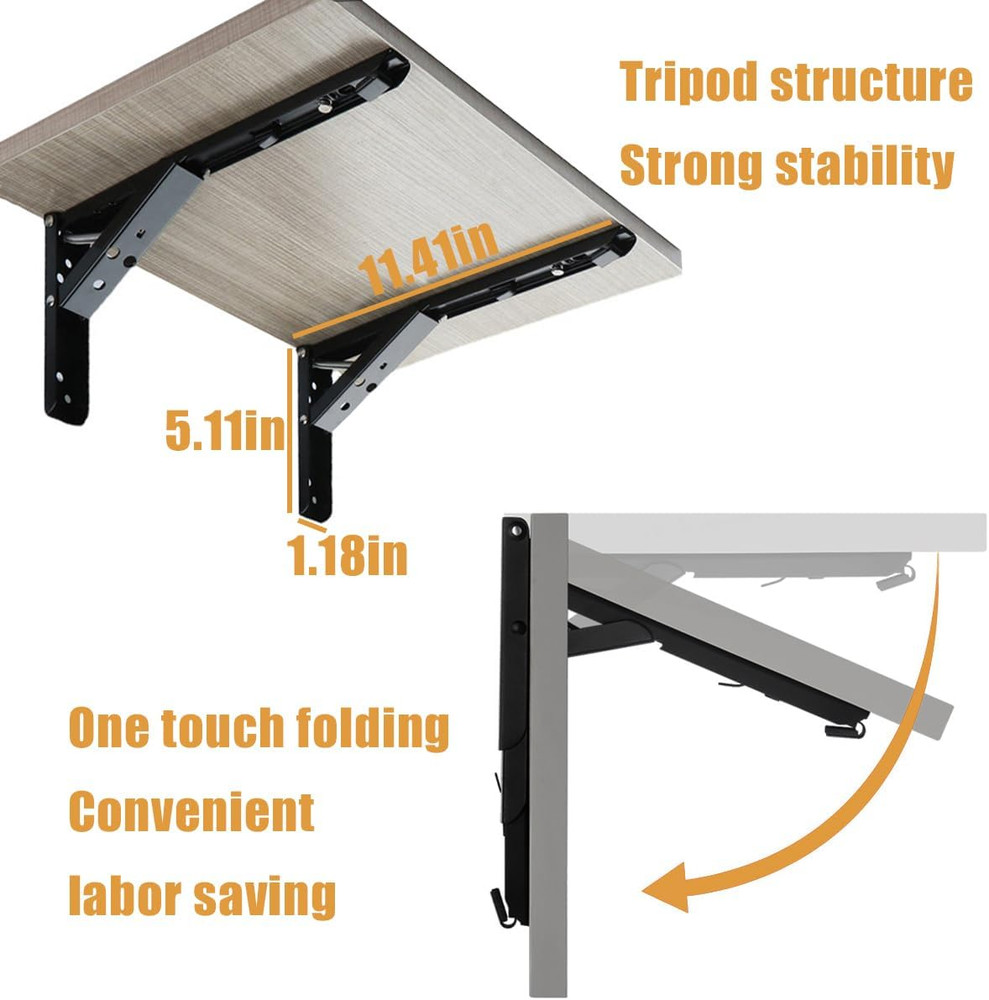90 Degree Self Locking Folding Hinges Wall Table Drop Leaf Shelf Bracket Pair