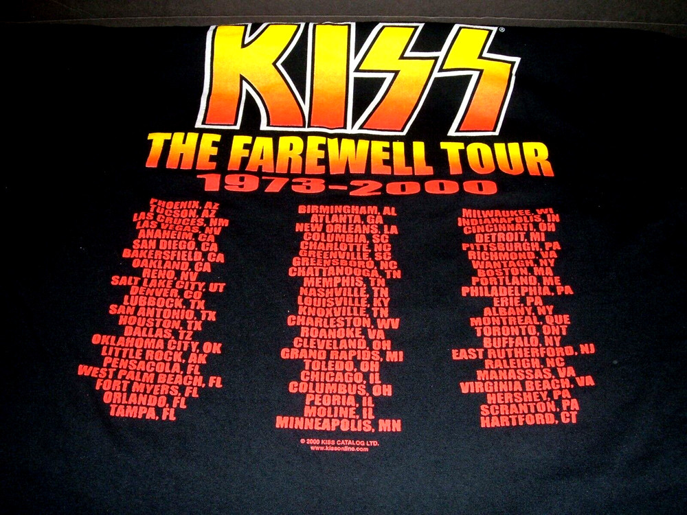 KISS The Farewell 1973-2000 Concert T-Shirt Sz XL Tour Dates Single Stitch RARE