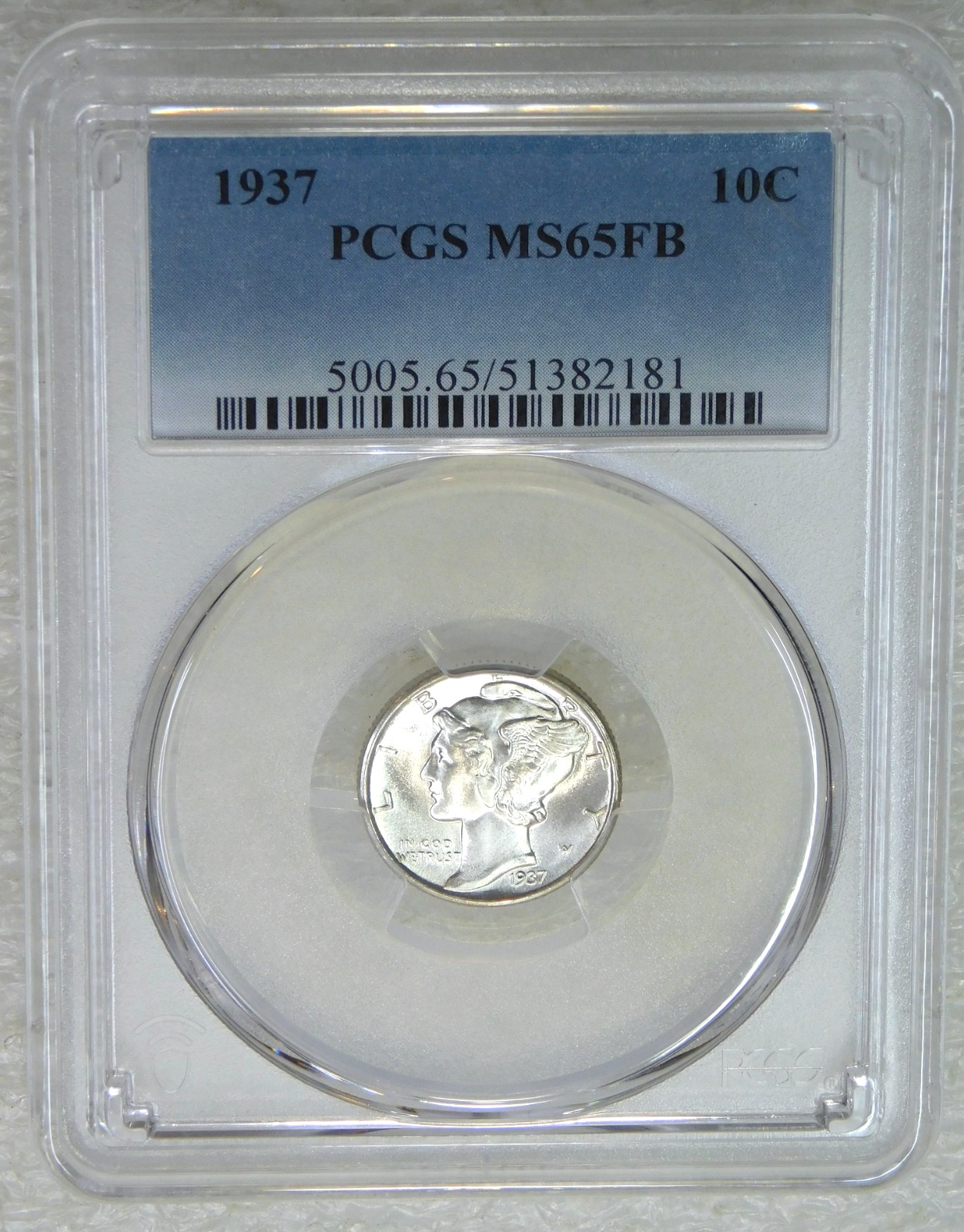 1937 Mercury Dime PCGS MS65FB Full Bands Frosty White PQ Just Graded #J268Z