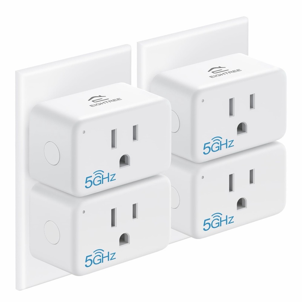 EIGHTTREE 5GHz Wi-Fi Smart Plug Voice & App Control Type B White