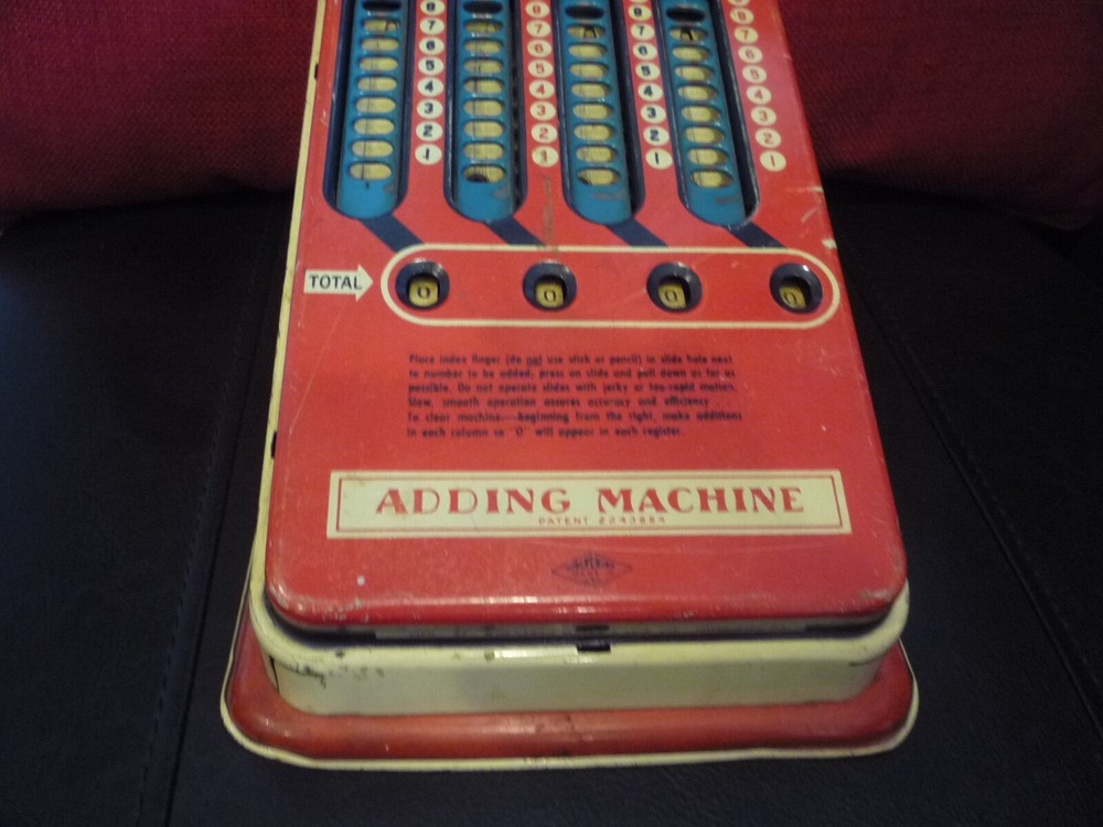 Vintage WOLVERINE No. 39 red/blue/yellow ADDING MACHINE