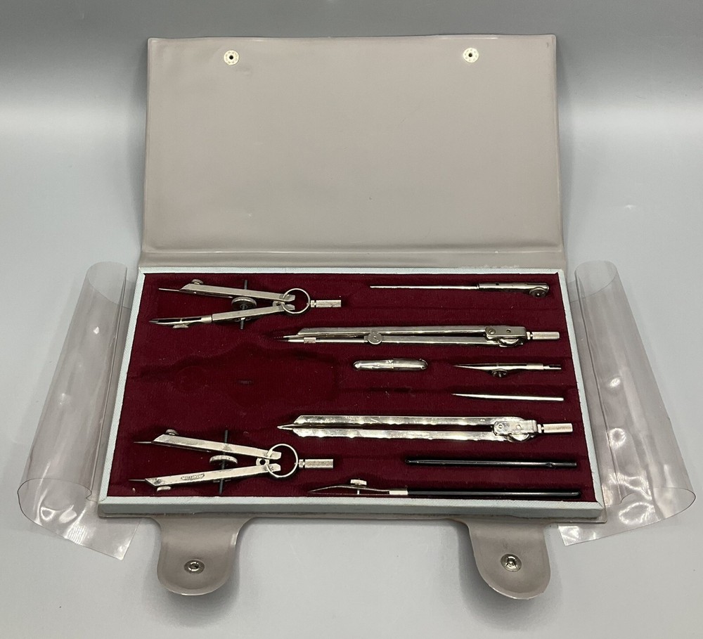 Vintage Tacro Drafting Engineering Compass Set 2130 West Germany ALMOST COMPLETE