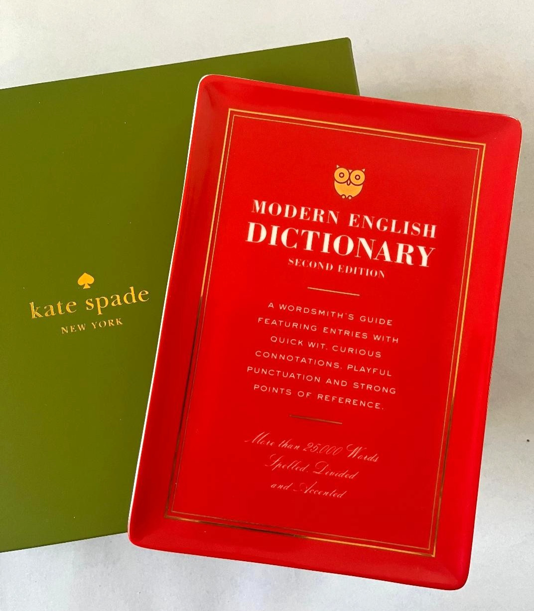 Kate Spade Red Vanity Jewelry Tray 6.75" Way w/Words DICTIONARY Theme Lenox New