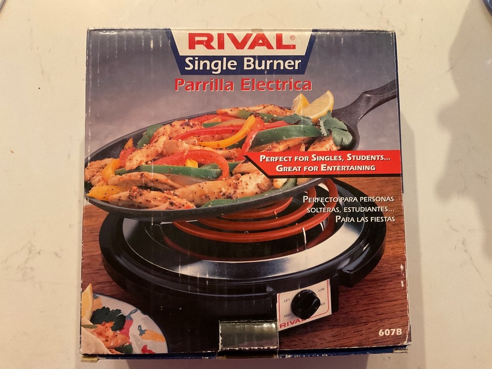 Vintage RIVAL Single Burner Model 607B Black &Stainless 3 Settings Tested