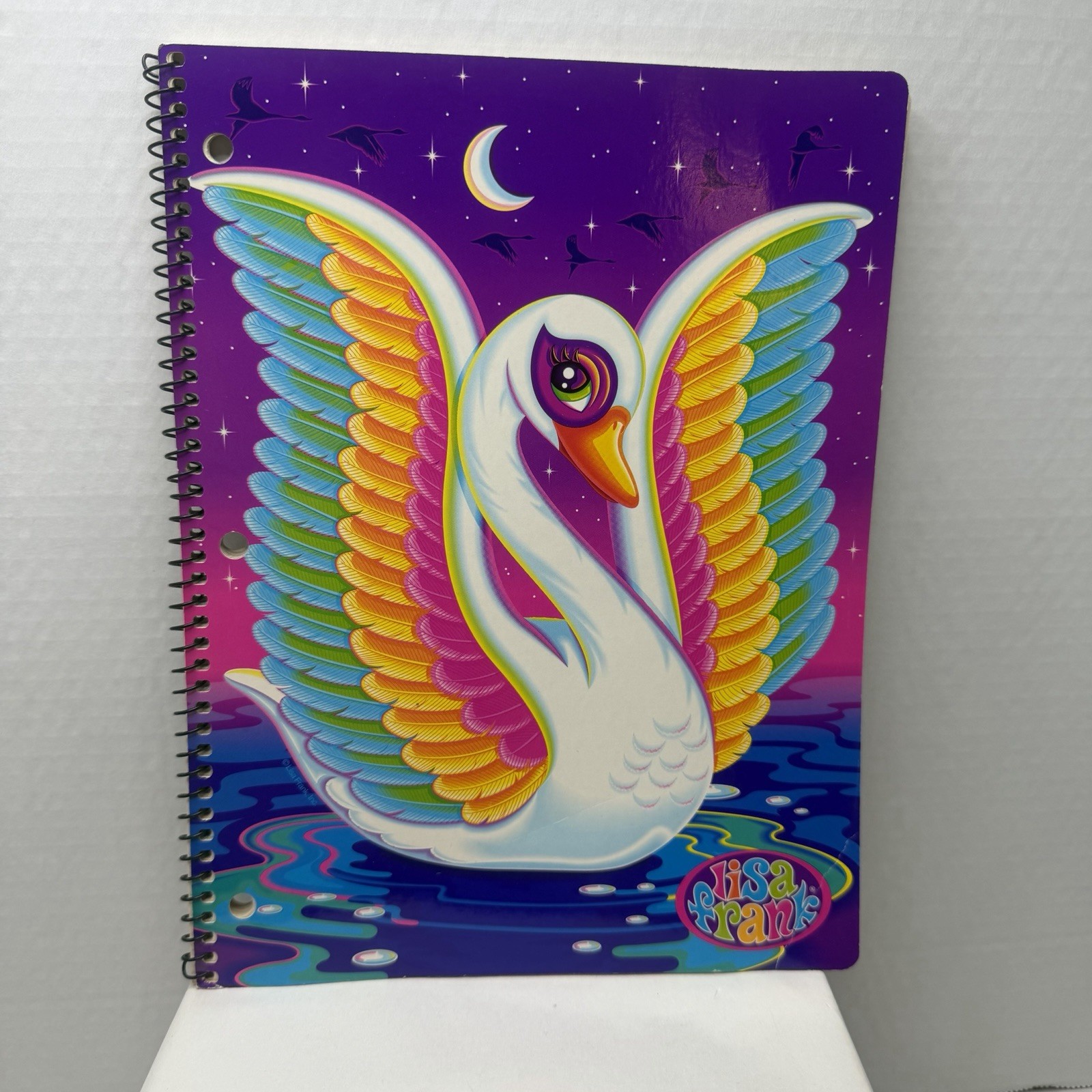 Vintage Lisa Frank STANDARD Spiral Notebook . Blanca SWAN Rainbow